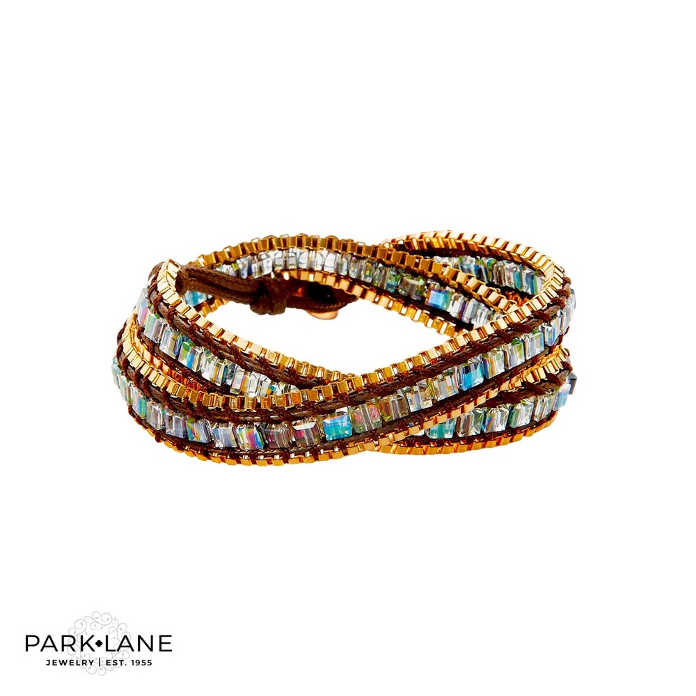 Mantra bracelet can be worn as a choker as well aurora borealis striking